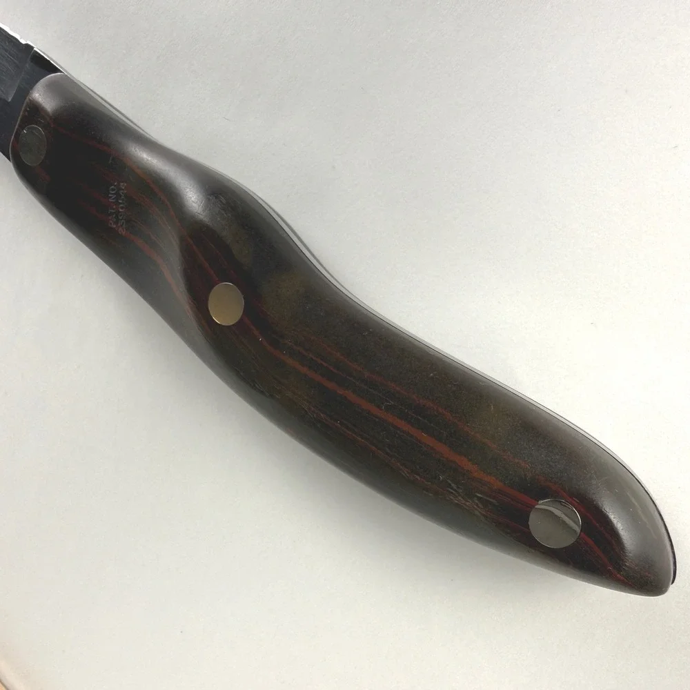 Vintage CUTCO 1024 Serrated Slicer Bread Knife Brown Swirl Handle USA